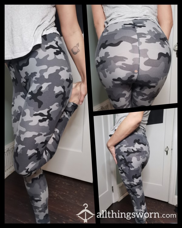 Grey Army Print Leggings