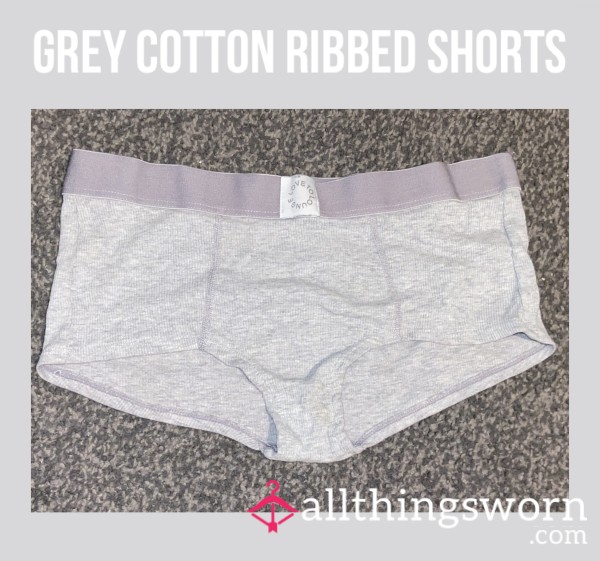 Grey Cotton Ribbed Shorts🥥