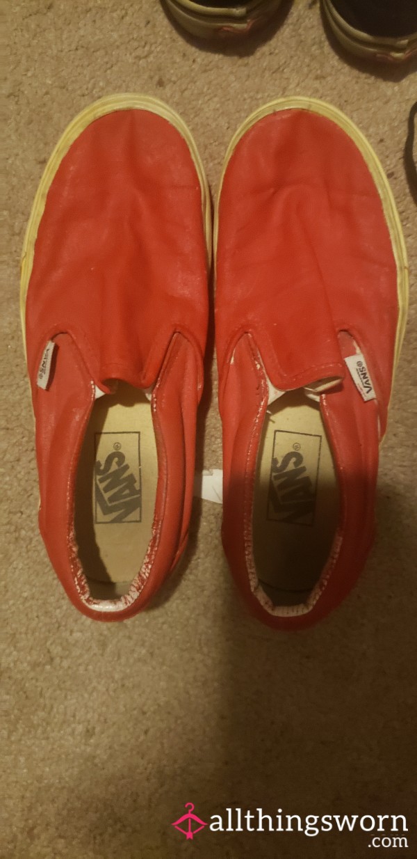 Hand Painted Red Size 6.5 (women's) Vans Sneakers/skater Shoes