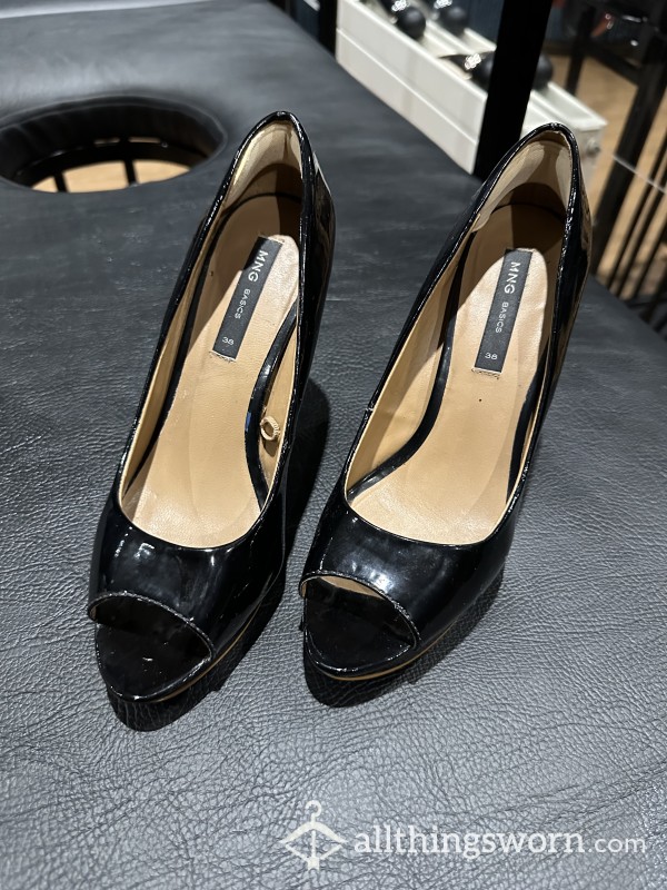 High Peep Toe Secretary Heels Patent Size 5