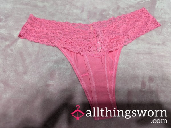 Hot Pink Half Lacey La Senza Thong