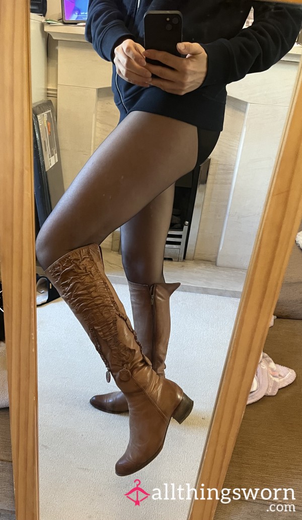 Brown Knee High Leather Boots