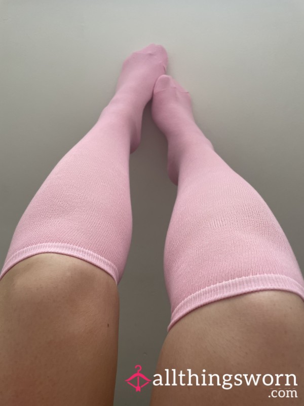 Knee High Pink Cotton Socks