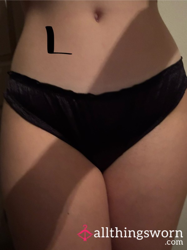 Large Black Full Back Satin Panties