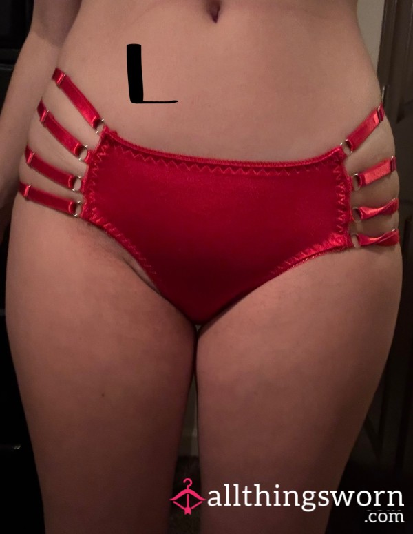 Large S**y Red Strappy Silk Full Back Panty