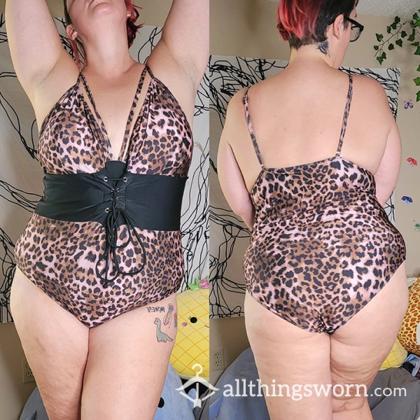 Leopard Print One Piece Swimsuit 2XL