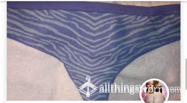 Light And Dark Blue Zebra Print Thong