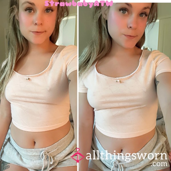 Light Pink Crop Top | Kawaii, Cute | Tight | Cotton | Sweet, Girly Girl | Stinky Armpits | BO | No Perfumes, Natural | Perky B**bs