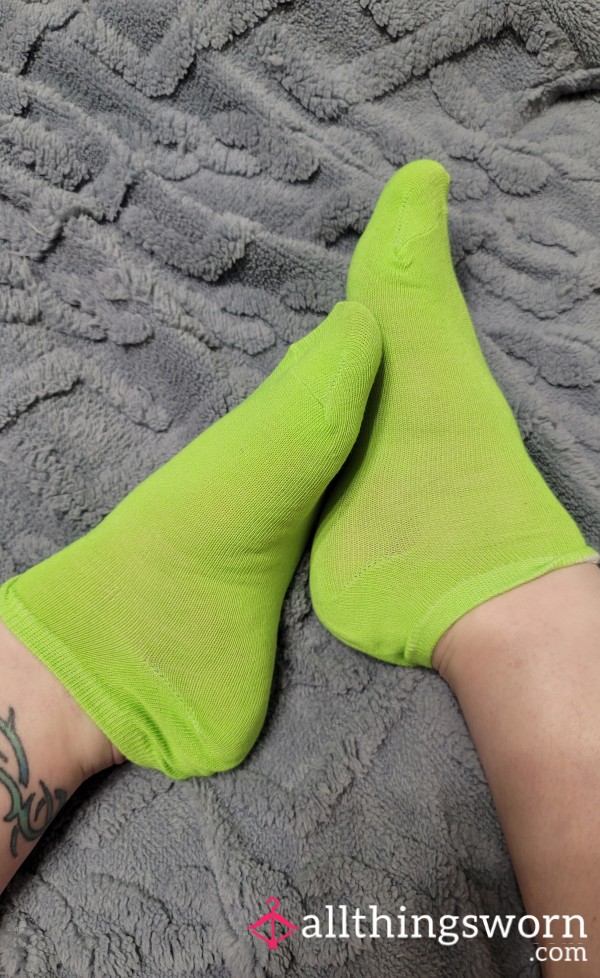 Lime Green Low Cut Ankle Socks - Free US Shipping