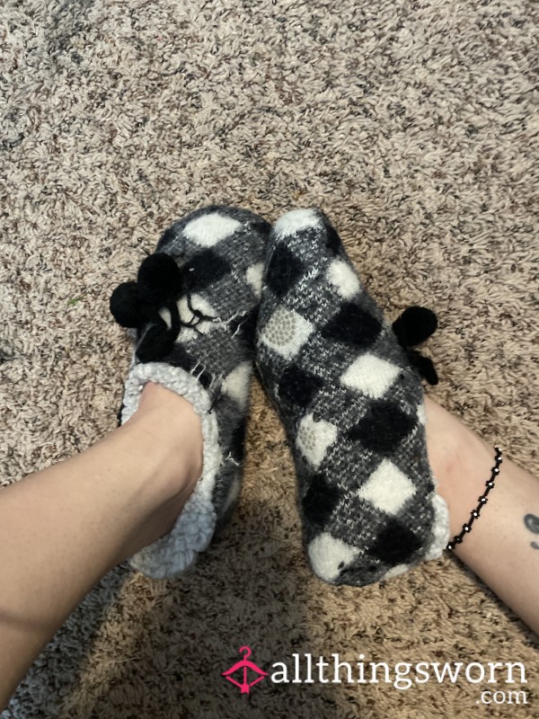 Little Black & White Slippers