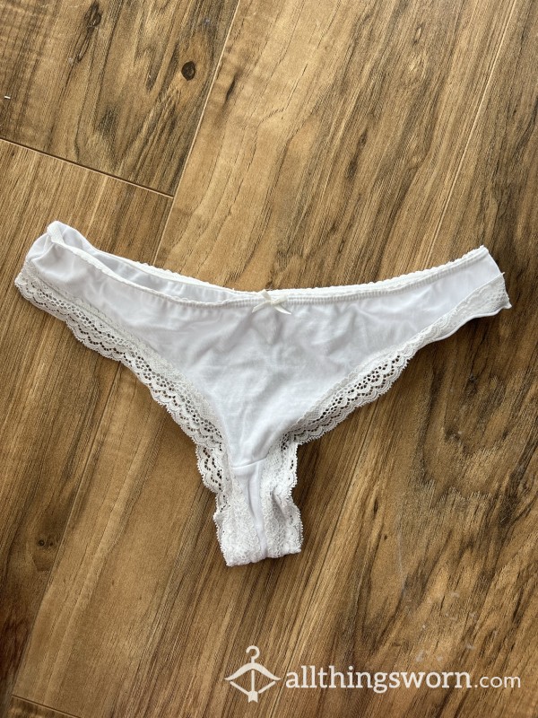 🌸little White Cotton Lace Trim Thong🌸