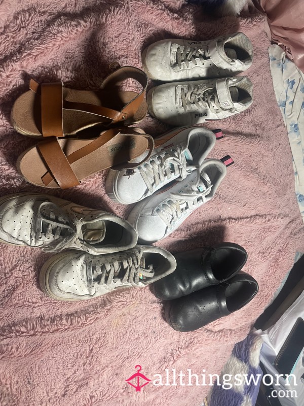 Lots Of Well-worn Shoes Ranging And Variety