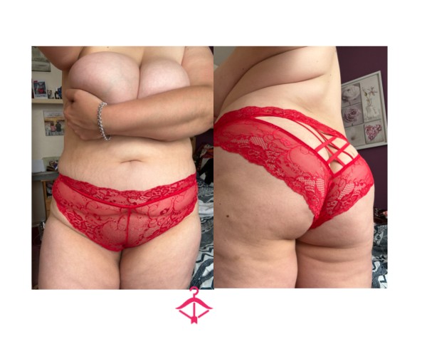 Love Honey Red Lace Crotchless Panties With Criss-cross Detail Size Large/ X Large ❤️