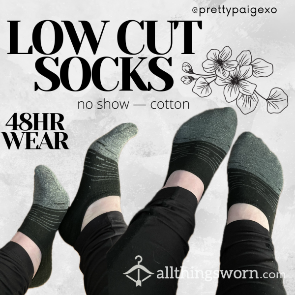 Low Cut No Show Socks 🖤 Black & Grey Cotton 👣 US 5.5 Small Feet!! 48hr Wear