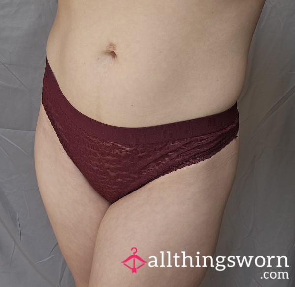 Creamy💦 Victoria's Secret Maroon Lace Waistband Medium Thong