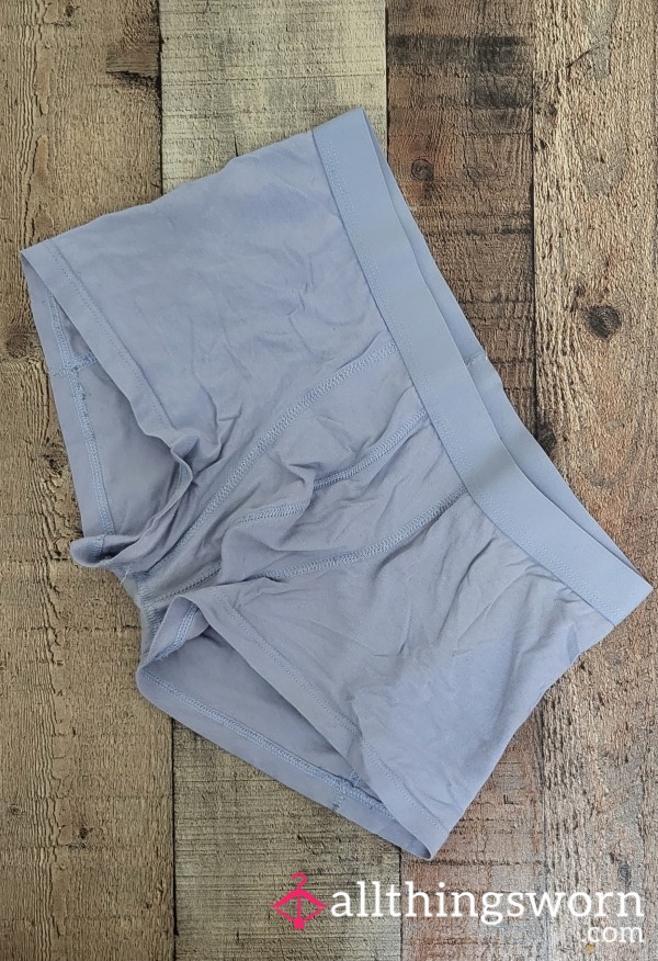 Men Blue Boxers Worn By A Woman