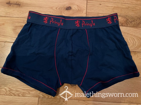 Men's Pringle Blue Tight Fitting Boxer Brief Trunks (S)