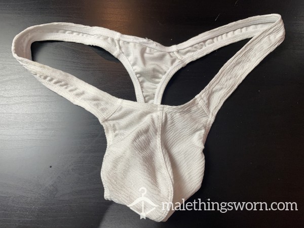 Men’s Tight White Thong Ball Hugging A** Tight - Size Large