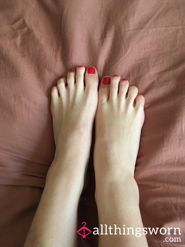 Morning Feet With Red Polish