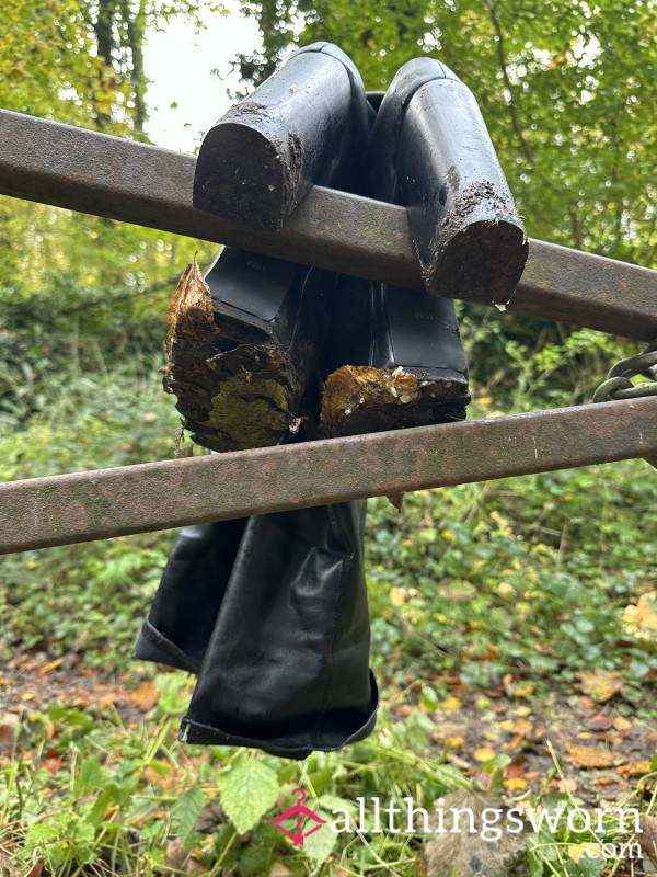 Muddy Thigh High Leather Boots