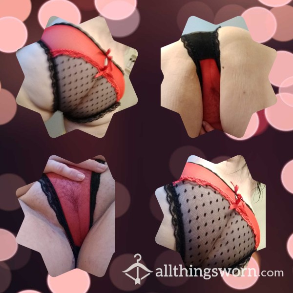 My Valentine's Day Panties! S**y Red And Black Mesh.