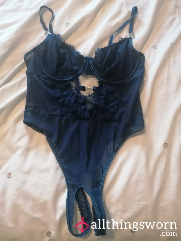 Navy Blue Crotchless Suit