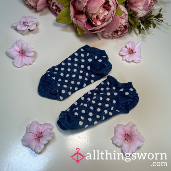 Navy Polka Dot Trainer Socks