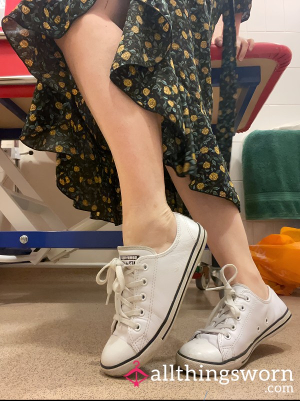 White Leather Converse Trainers Pumps