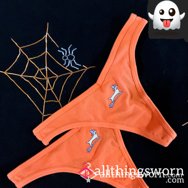 🧡 Orange Thong, Ribbed Cotton, Halloween ~ Worn To Your Liking