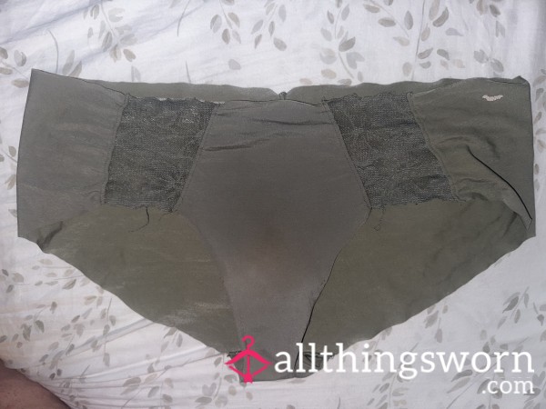 Pastel Dark Green Panties W Lace Cut Outs