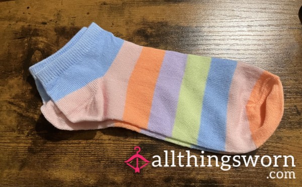 Pastel Striped Thin Ankle Socks - Includes US Shipping & 24 Hr Wear