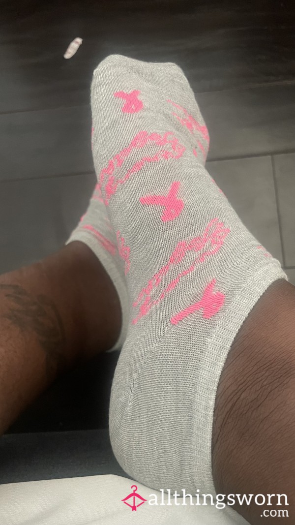 Pink And Gray Ankle Socks