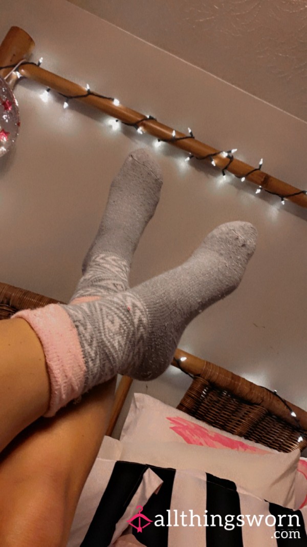 Pink And Gray Socks