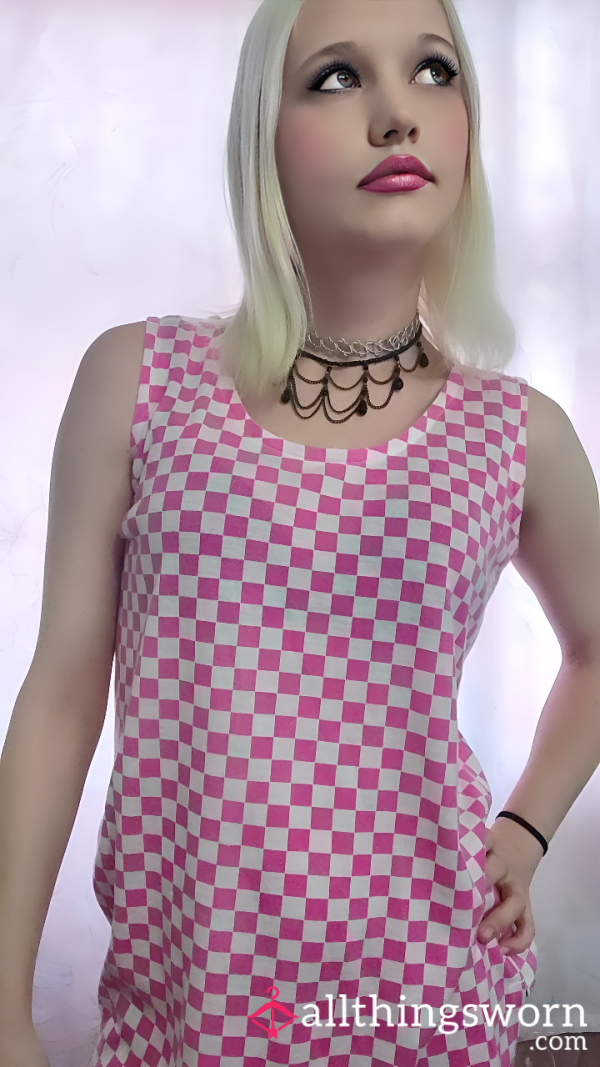 Pink And White Checkered Tank Top