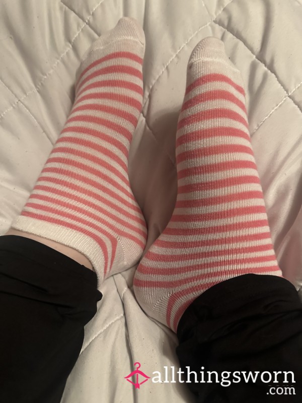 Pink And White Strip Socks! (Goth Girl)