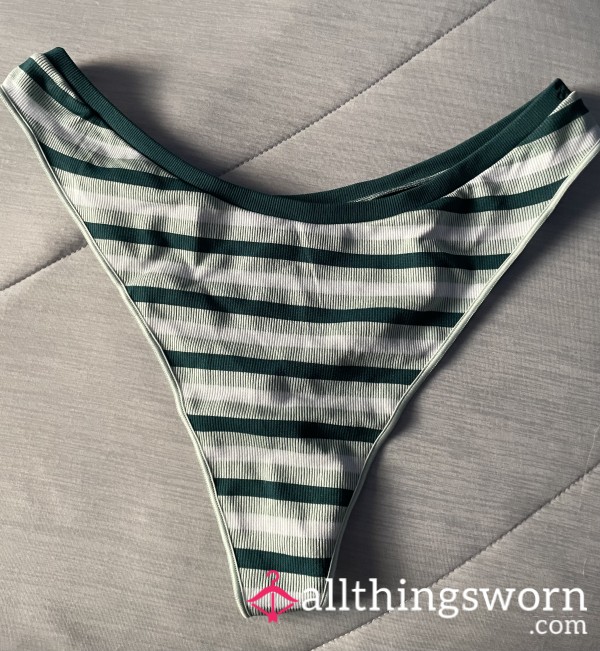 PINK Green Stripe Thongs