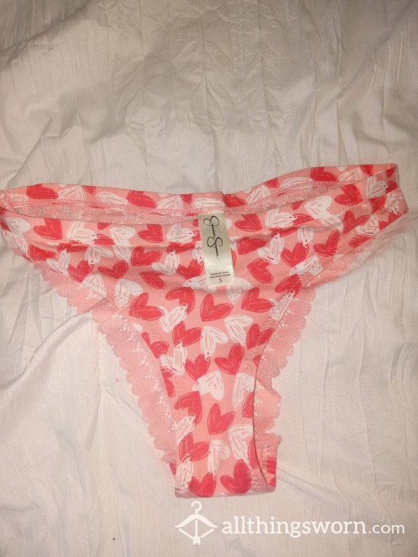 Pink Heart Cotton Lace Thong