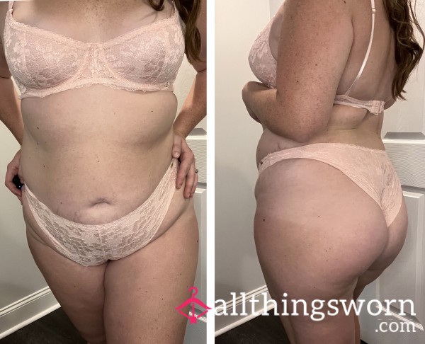 Pink Lace Bra And Panty Set