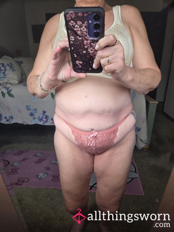 Pink Lace Thong With Cotton Crotch Will Be Worn For 3 Days Without Bathing
