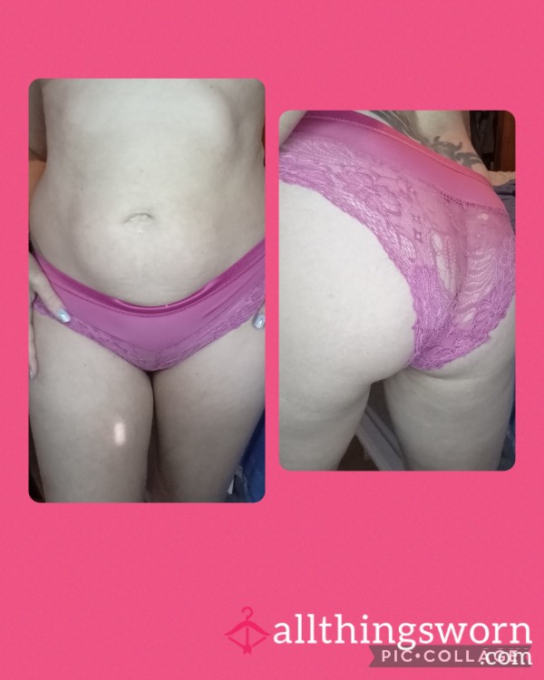 Pink Lacey Panty Well Worn Torn On Booty
