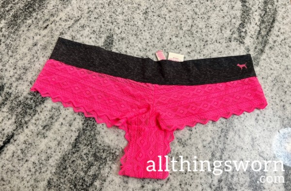 PINK Low Rise Pink Lace Cheekies 🐕💓