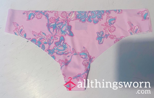 Pink Paisley Satin Thong