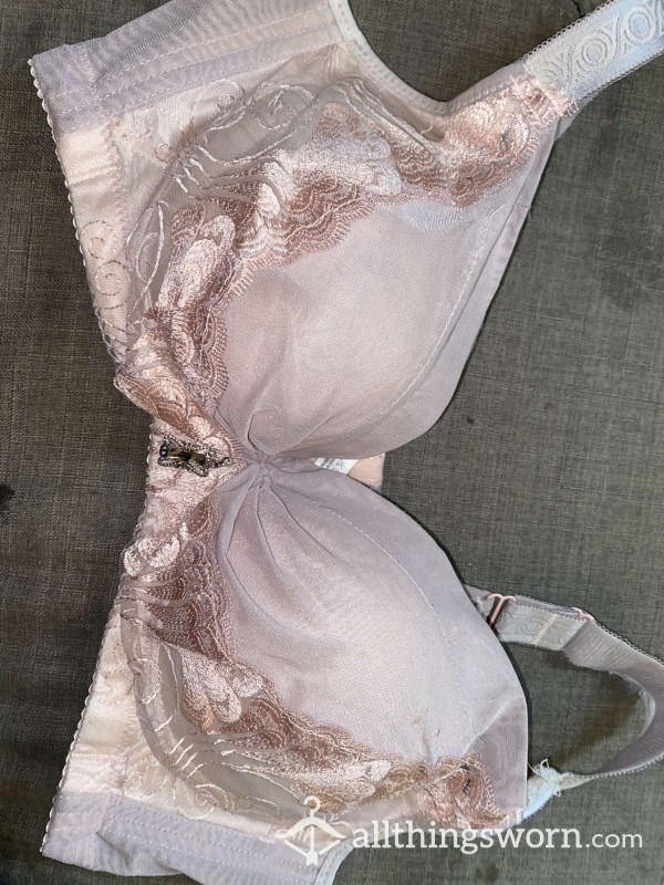 Pink Silk And Lace Push Up Bra