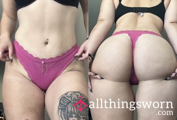 Pink VS Lace/Cotton Thong💗