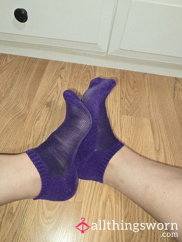 Purple Ankle Socks Well Worn.