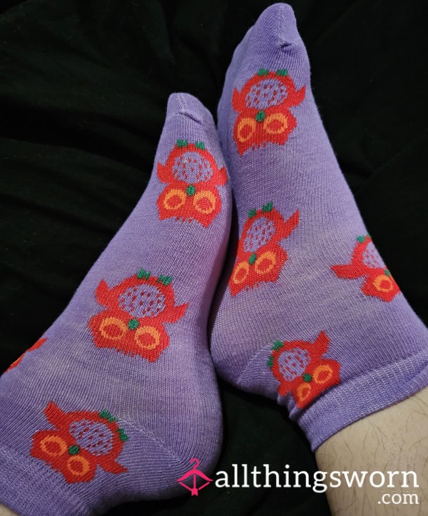 BBW Purple Ankle Socks With Colorful Owls