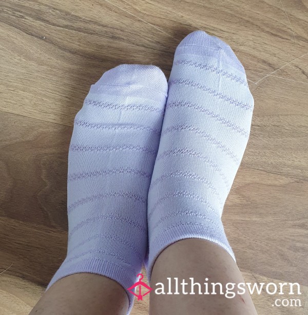 💜 Purple Cotton Ankle Socks With Stripes Pattern 💜