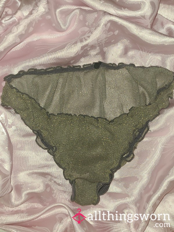 Purple Sparkly Mesh Panties, Perfect Condition Apart From A Bit Of Fraying And Bobbling On The Lining Xx