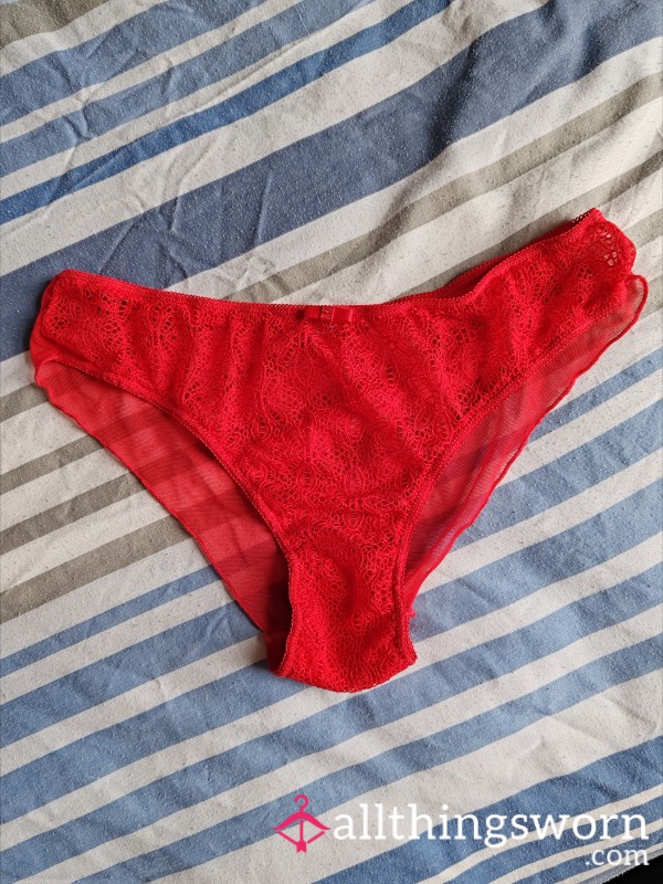 Red Lace Mesh Back Panties