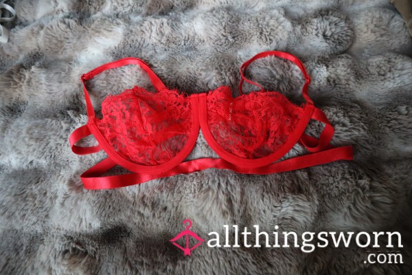 Red Lace Underwire Bra Size S